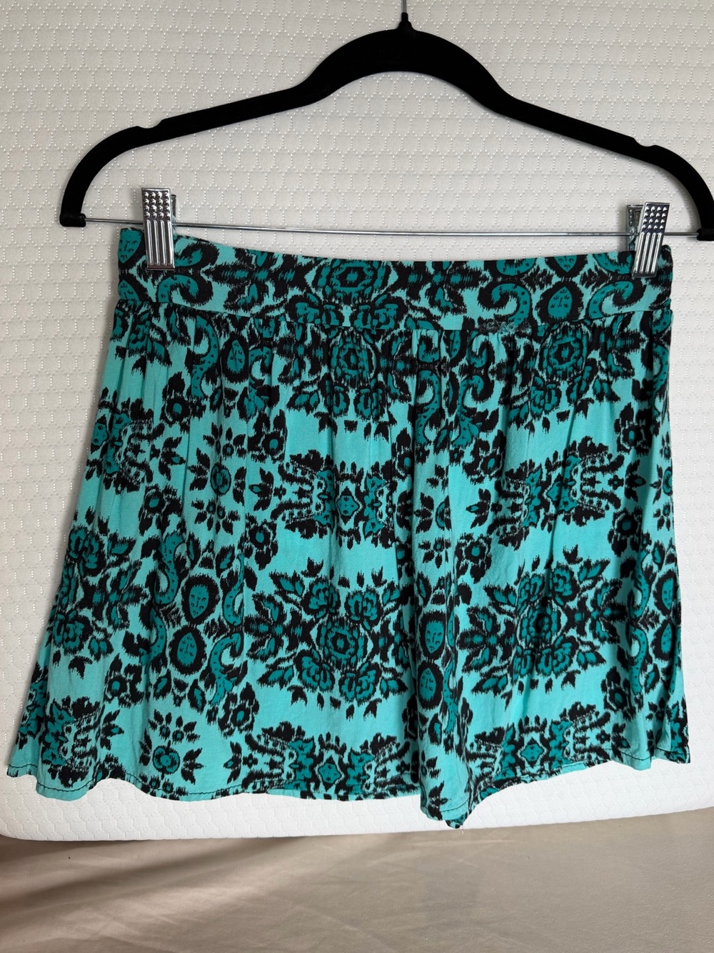 Wet Seal Women's Teal and Black Floral A-Line Skirt
